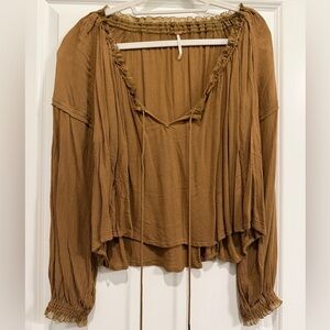 Free People Tan Bohemian Blouse